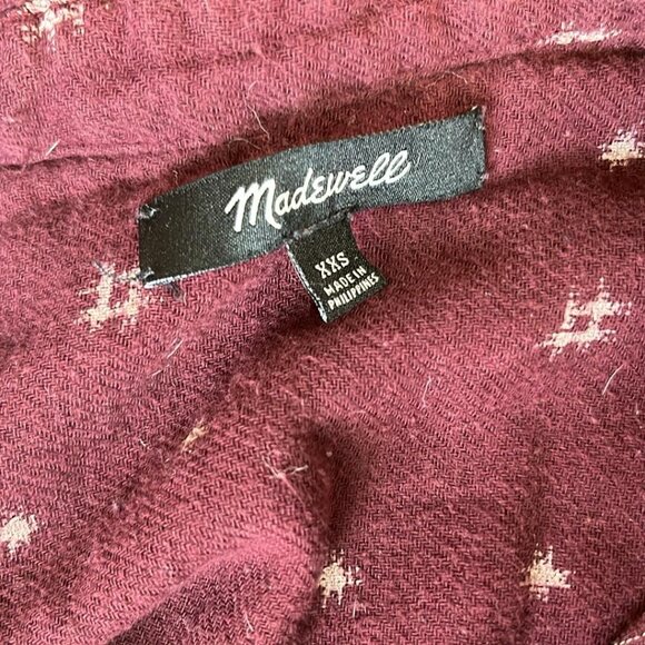 Madewell Burgundy Flannel XXS Top Warm Cozy Casual Hipster Stylish Rodeo Lagenlo - Picture 3 of 13